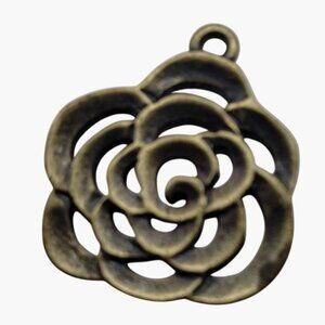 Antique Gold Rose Shaped Metal Charm Pendant Jewelry Making Crafts